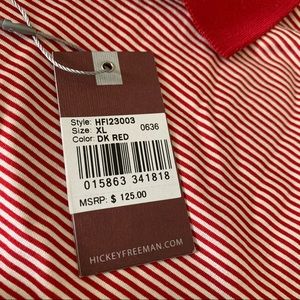 Hickey Freeman Men’s Red and White Striped Polo XL New With Tags